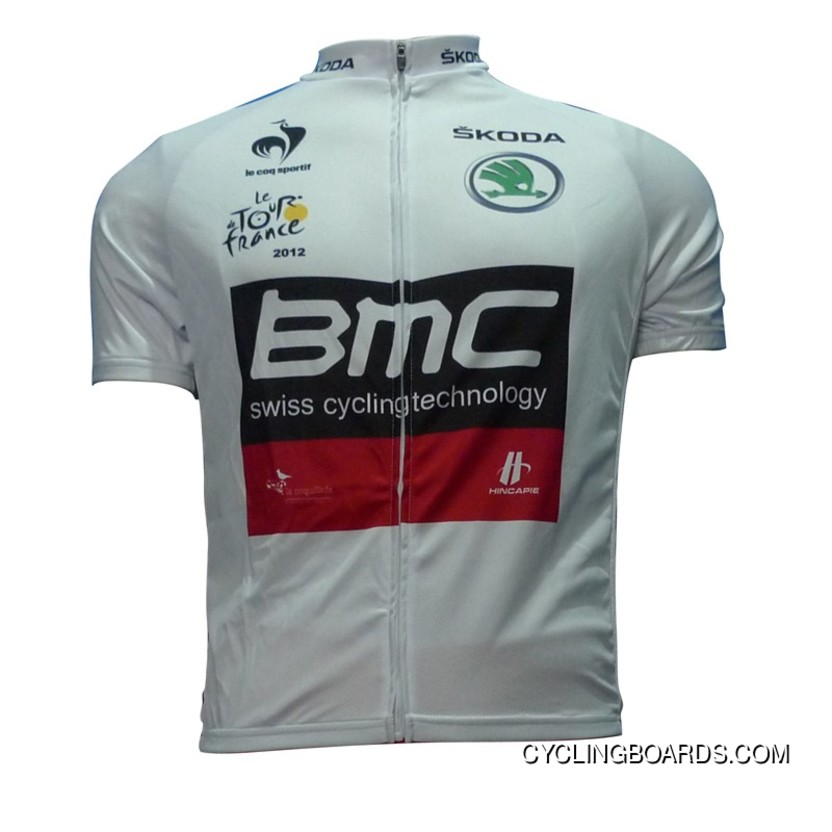 New Year Deals Team BMC WHITE Jersey Short Sleeve Tour De France 2012
