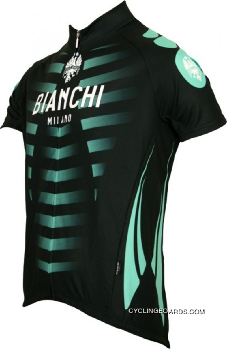 New Style Bianchi Milano Short Sleeve Jersey (Continuous Zipper) - E10Adamello Black Tj-510-3065