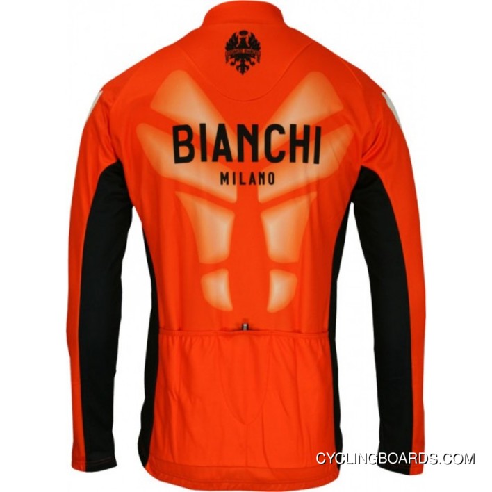 Bianchi Milano Winter Fleece Long Sleeves Jersey MALTA Orange TJ-907-0537 For Sale