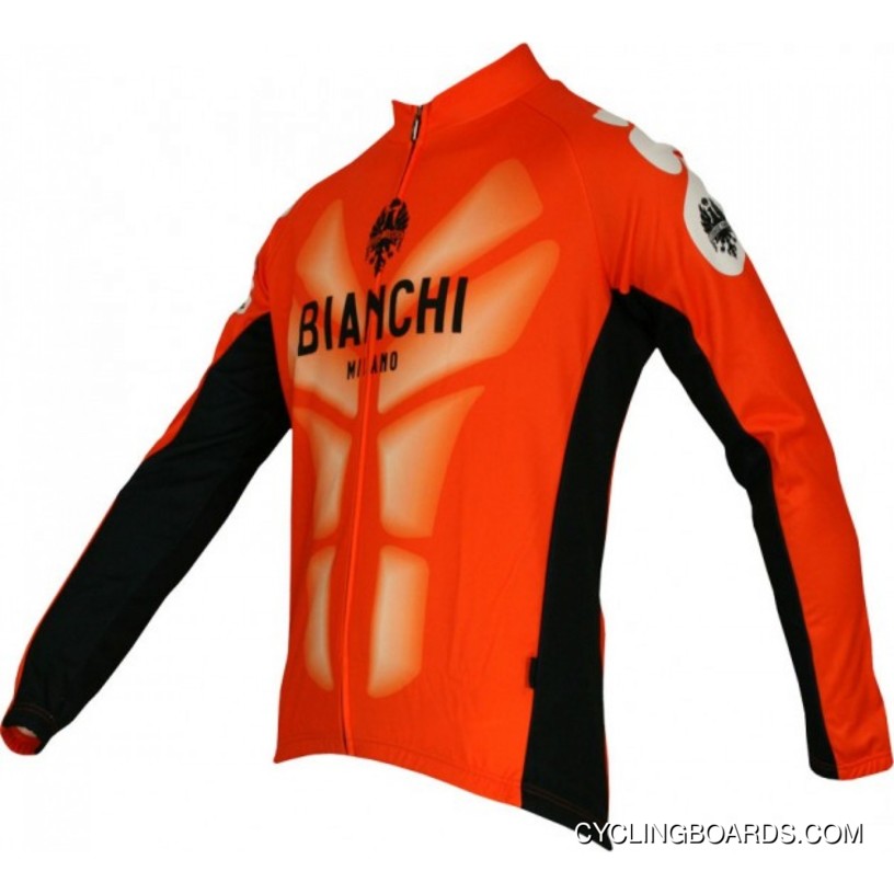 Bianchi Milano Winter Fleece Long Sleeves Jersey MALTA Orange TJ-907-0537 For Sale