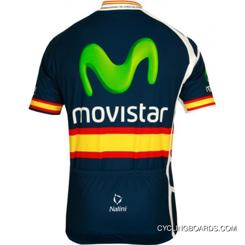 For Sale Movistar Spanischer Meister 2011 Radsport-Profi-Team Short Sleeve Jersey