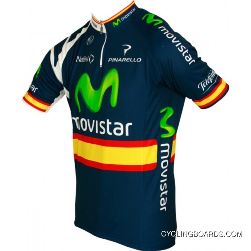 For Sale Movistar Spanischer Meister 2011 Radsport-Profi-Team Short Sleeve Jersey