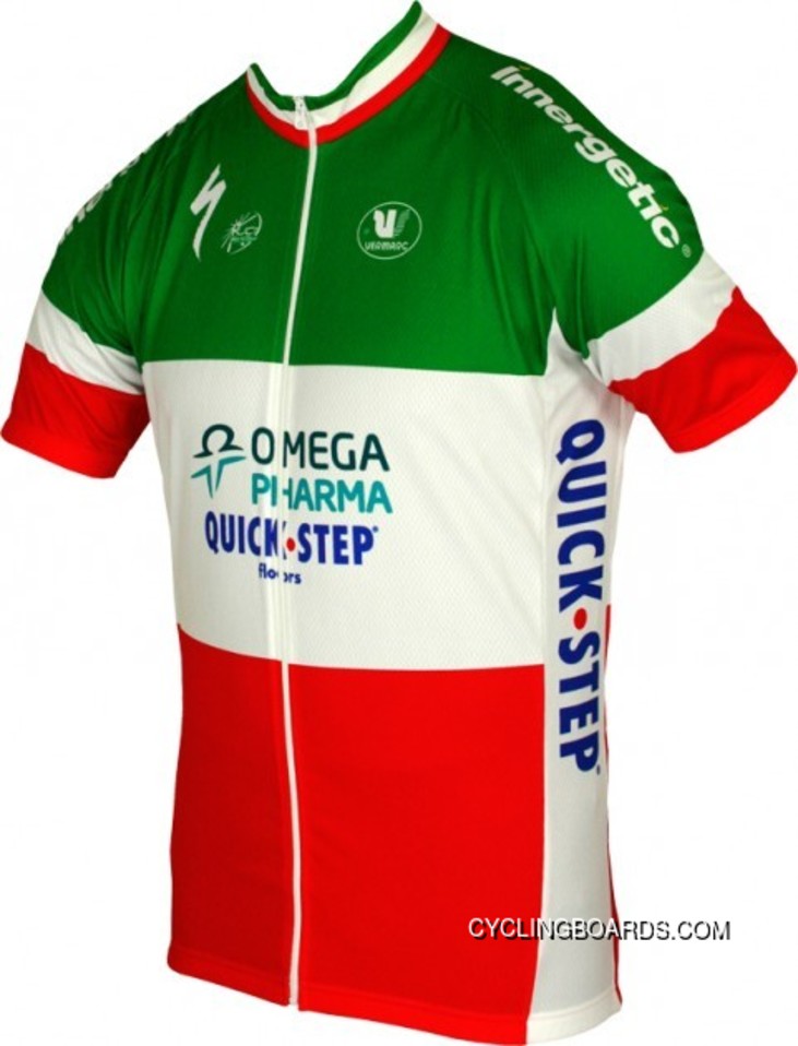 New Year Deals Omega Pharma-Quickstep Italian Champ 2012 13 Vermarc Professional Cycling Team - Cycling Jersey Short Sleeve